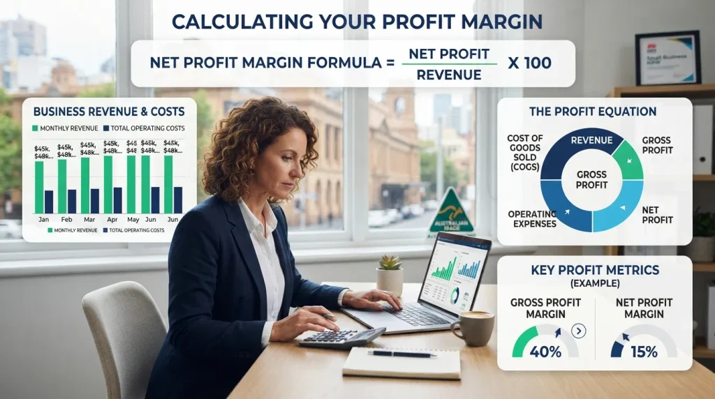 Profit Margin Calculator Australia showing revenue, costs and profit margin